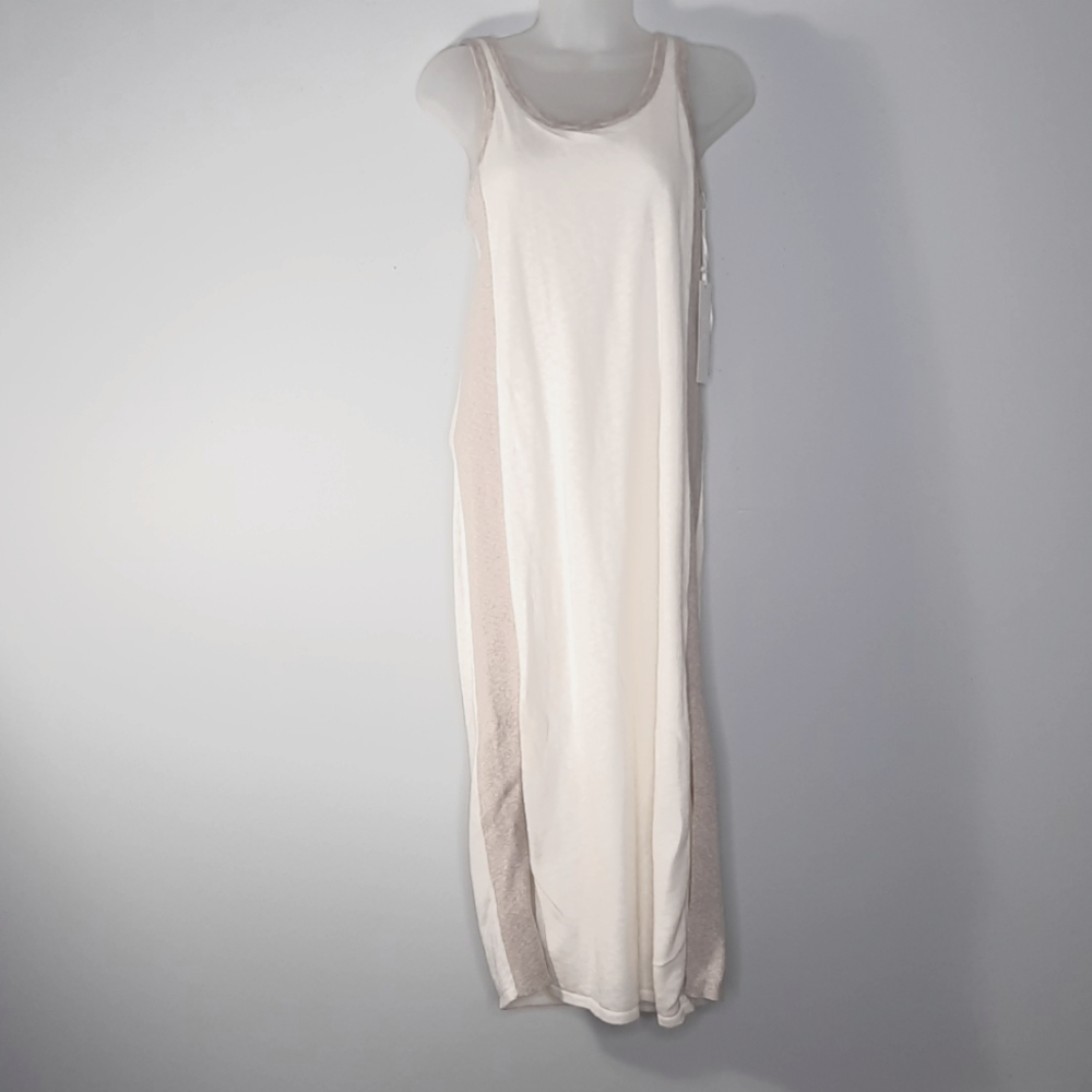 NWT EVERY IVORY/ TAN U- NECK KNIT MAXI DRESS SZ S